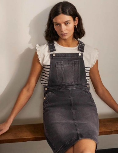 Boden Easy Dungaree Dress Washed Black | womens casual fashion | weekend denim outfits | overall pinafore dresses