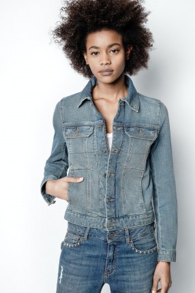 Zadig & Voltaire Kioky Coat | womens blue denim zip up jacket | casual French fashion | women’s jackets