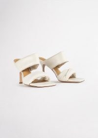 TONY BIANCO Lucy Dove Nappa Heels – padded double strap square toe mules