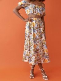 REFORMATION Palmas Linen Skirt / floral summer skirts