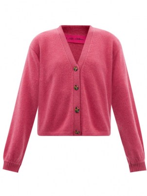 THE ELDER STATESMAN Pink lantern-sleeve cashmere cardigan | womens front button up cardigans | women’s knitwear