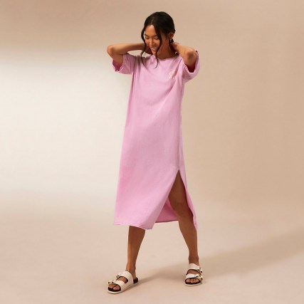 RIVER ISLAND Pink RI Studio t-shirt dress ~ split hem tee dresses