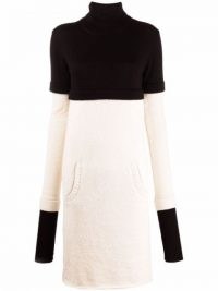 Ports 1961 layered roll-neck jumper dress Black/White ~ monochrome colour block high neck sweater dresses