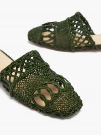 ZYNE Raffy I green raffia backless loafers