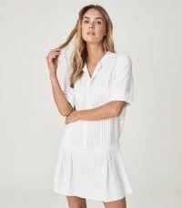 REISS RAY DROP WAIST MINI DRESS WHITE ~ chic summer dresses