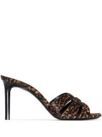 Saint Laurent leopard print Tirbute 85mm sandals / glamorous animal print mules