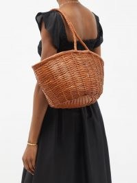 DRAGON DIFFUSION Jane Birkin large tan woven-leather basket bag / light brown baskets / braided top handle / weave design summer bags / womens chic holiday accessories