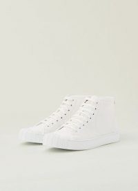 L.K. BENNETT TAYLOR WHITE RECYCLED COTTON HIGH TOP TRAINERS ~ women’s retro hi tops ~ classic style sneakers