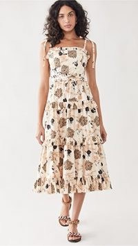 Ulla Johnson Lune Dress / floral tie shoulder strap dresses / tiered