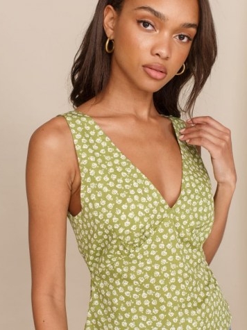 REFORMATION Vireo Top / green floral sleeveless tops