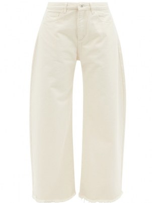 MARQUES’ALMEIDA Frayed-cuff cream organic-cotton wide-leg jeans | womens summer denim | frayed hems