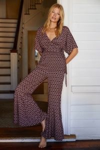 ANTHROPOLOGIE Bonnie Wide-Leg Trouser Set / womens kick flare trousers and wrap top co ord / womens fashion sets