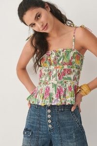 Love The Label Gathered Floral Tank Pink / tie shoulder strap camisole / cami tops