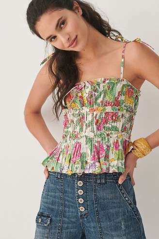 Love The Label Gathered Floral Tank Pink / tie shoulder strap camisole / cami tops