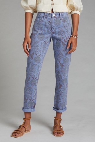 Pilcro The Slim Boyfriend Floral Print Jeans | womens blue denim fashion