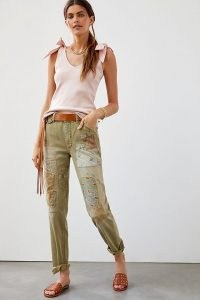 Pilcro The Wanderer Barrel Trousers Moss / womens green casual floral patchwork trousers