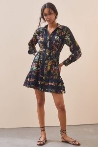 ANTHROPOLOGIE Floral Lace Mini Dress Black Motif