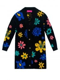 THE ELDER STATESMAN Sound flowers-intarsia cashmere cardigan / womens vintage inspired floral cardigans / women’s retro knitwear / psychedelic flower patterns