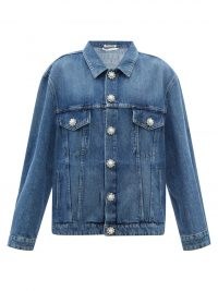 MIU MIU Crystal-button blue denim jacket ~ womens casual classic designer jackets