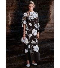 TORY BURCH DAISY APPLIQUE FLORAL DRESS DEEP CHOCOLATE / luxe brown embellished cut out detail occasion dresses / feminine event wear