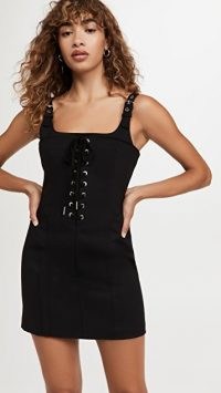 Dion Lee Contour Stitch Mini Dress | black sleeveless front lace up dresses | LBD | corset style fitted bodice fashion