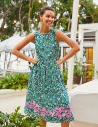 Boden Embroidered Cotton Midi Dress Green, Kaleidoscopic Floral / womens sleeveless fit and flare cotton dresses