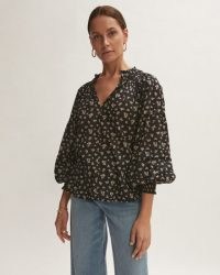 JIGSAW HIGHLAND FLORAL PLEAT TOP / womens kaftan tops / boho style blouses