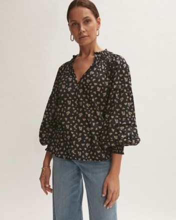 JIGSAW HIGHLAND FLORAL PLEAT TOP / womens kaftan tops / boho style blouses