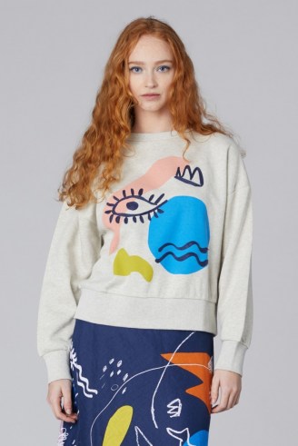 Ellen Rutt x Gorman INCOMPLETE THOUGHT SWEATER – abstract print organic cotton sweat top – printed round neck sweatshirt