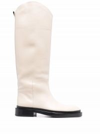 Jil Sander knee-length beige leather boots