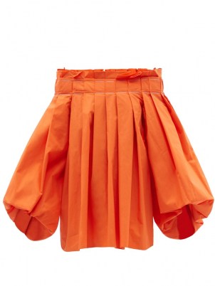 ROKSANDA Vivetta orange pleated off-the-shoulder top / womens bright cotton bardot boho tops