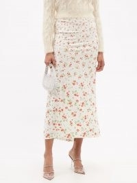 PACO RABANNE Floral-print jersey midi skirt / feminine fluid fabric skirts