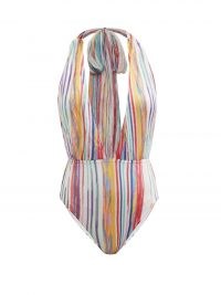 MISSONI MARE Halterneck striped swimsuit ~ deep plunge front swimsuits ~ womens halter neck swimwear ~ poolside glamour