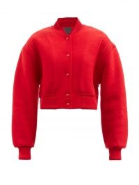 GIVENCHY Logo-jacquard red wool varsity jacket ~ classic preppy style cropped jackets ~ womens outerwear