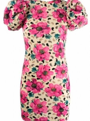 ROTATE Ruby floral-print dress in mellow yellow/pink ~ floral puff sleeve dresses