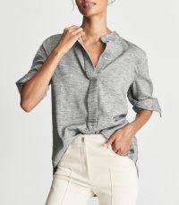 REISS ALBER CASUAL LONGLINE SHIRT GREY ~ womens chic contemporary shirts