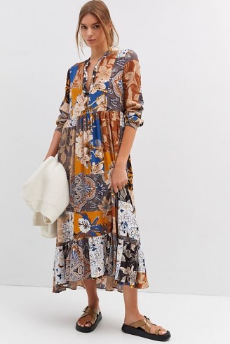 Mare Mare Lynda Tiered Maxi Dress / mixed floral print tiered dresses / boho fashion / ruffle hem