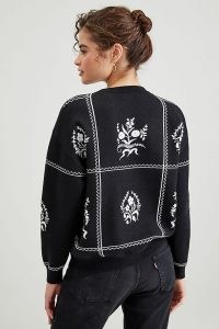 Meadows Victoria Knit Jumper Black / floral crew neck jumpers