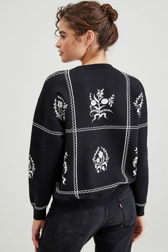 Meadows Victoria Knit Jumper Black / floral crew neck jumpers