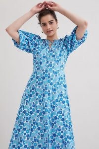 Resume Fiona Midi Dress Light Blue / vintage style floral prints / puff sleeve organic cotton dresses