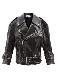 VAQUERA Oversized black faux-leather biker jacket ~ womens casual style zip and stud detail jackets ~ women’s classic inspired outerwear