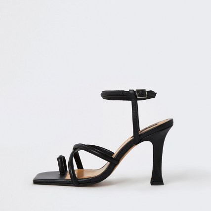 River Island Black strappy heeled sandals – multi strap high heel sandal