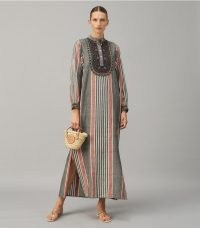 TORY BURCH EMBROIDERED CAFTAN in Washed Multi Stripe ~ chic striped kaftans