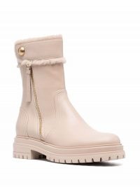 Gianvito Rossi Montreal leather boots in mousse beige ~ womens on trend chunky rubber sole boot ~ women’s designer winter footwear