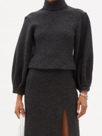 16ARLINGTON Sava puff-sleeved wool-mélange sweater ~ chic grey high neck volume sleeve sweaters