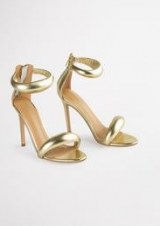 TONY BIANCO Kazz Gold Nappa Metallic 11cm Heels – padded strap stiletto heel sandals