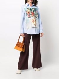 LANVIN blue floral-patch shirt / womens designer shirts