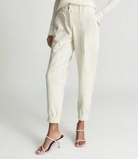 REISS MANDY TAILORED JOGGERS IVORY – chic jogging bottoms – sports inspired fashion