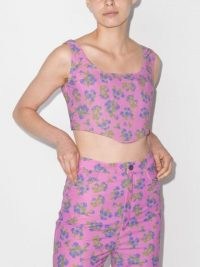 Natasha Zinko pink floral print corset top / cropped fitted bodice tops