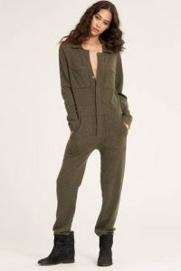 Naked Cashmere ASPEN JUMPSUIT in OLIVE ~ luxe green knitted jumpsuits ~ womens luxury knitwear ~ women’s utility all-in-one